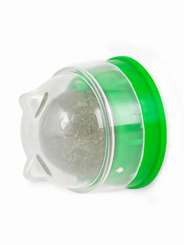 Игрушка для кошек из кошачьей мяты "Кот" на основании, 4,5х4,8х4,8 см, зеленая