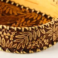 Сухарница традиционная "Птичка в рябине", 23х15х4,5см, Береста