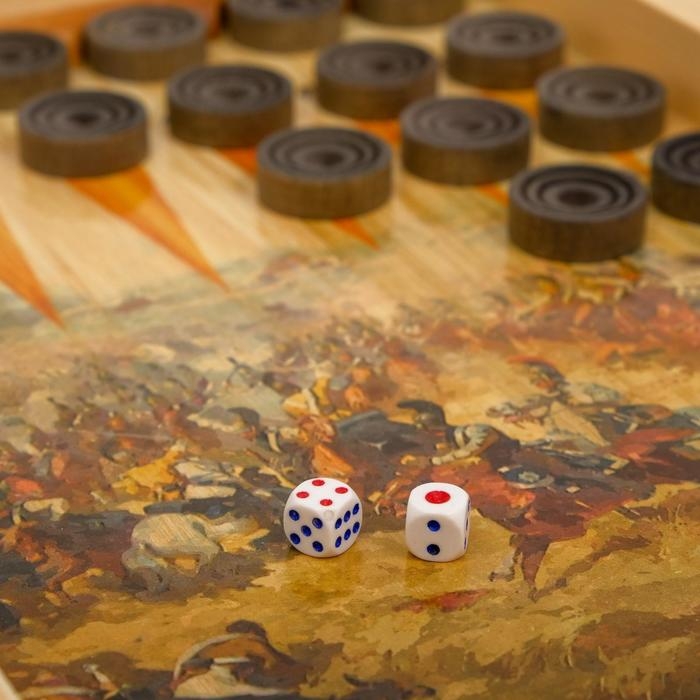 Настольные игры 3 в 1 "Бородино": шахматы, шашки, нарды, деревянные, большие, 50 х 50 см