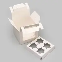 Коробка для 4 капкейков, белая 16&times;16&times;14 см