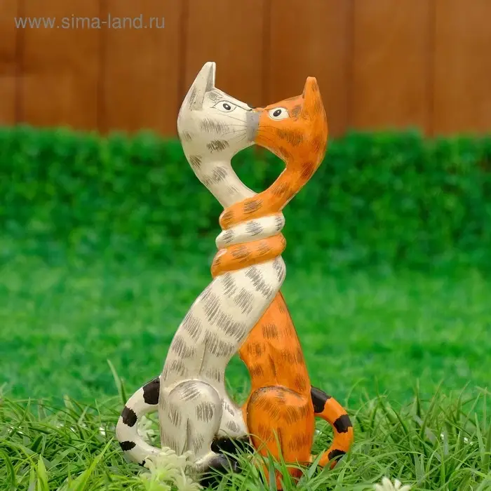 Сувенир дерево "Целующиеся коты" 26х5х14 см