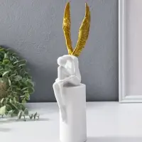 Сувенир полистоун "Ангел" белый с золотом 6х8,3х31 см