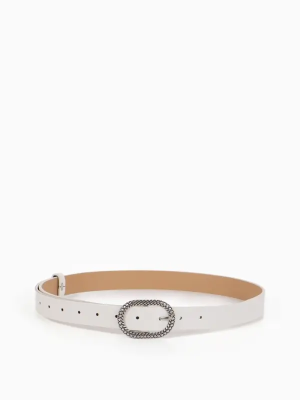 Ремень жен 05-01-02-01, Июнь2511, 2,9*0,3*110 см, винт, пряж металл, 1 прокол, белый