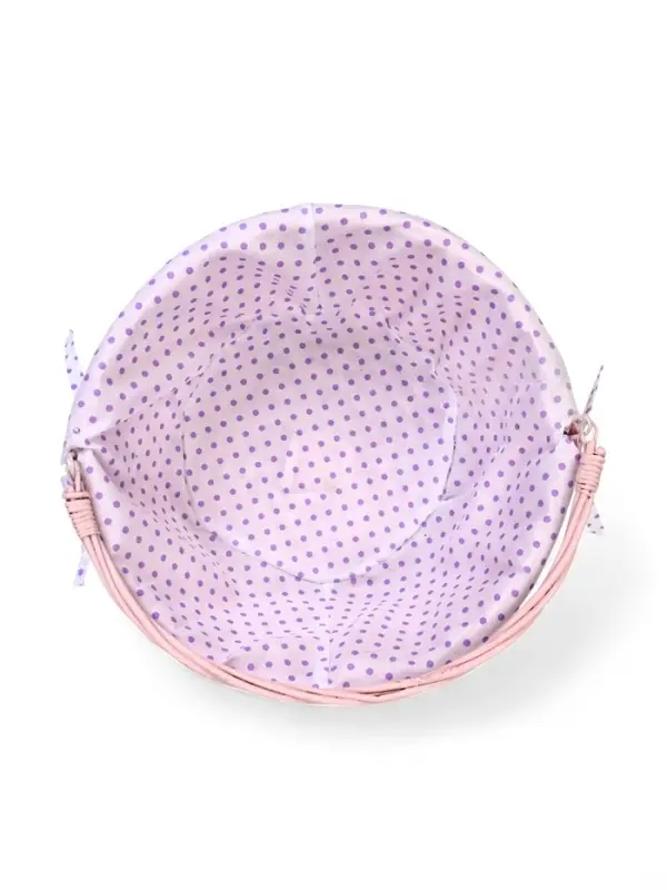 Корзина плетеная 32 х 32 х 14 см, ручка h=14 см розовый  ткань