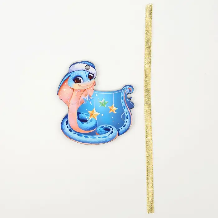 Ёлочная игрушка - подвеска деревянная &laquo;Новый год! Праздничная змея&raquo;, символ года 2025