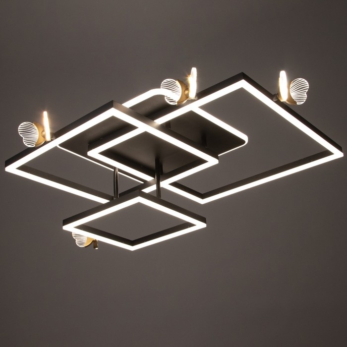 Люстра "Бабочки Тетра" 108Вт LED 3000-6000К черный 75х75х15см BayerLux