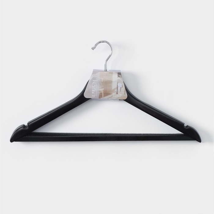 Плечики - вешалки для одежды LaDо́m Bois, 44,5&times;1,2&times;23 см, 3 шт, деревянные сорт А, антискользящая перекладина, цвет тёмное дерево