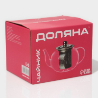 Чайник стеклянный заварочный с металлическим ситом Доляна &laquo;Калиопа&raquo;, 600 мл