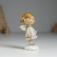 Сувенир полистоун "Ангелочек с хвостиками, в сером платьице" МИКС 4,5х3,5х8,5 см