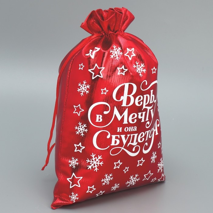 Мешочек подарочный парча &laquo;Верь в мечту&raquo;, 20 х 30 см +/- 1.5 см, Новый год
