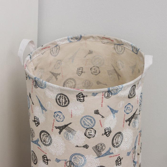 Корзина для белья Доляна &laquo;Париж&raquo;, текстильная, 35&times;35&times;60 см