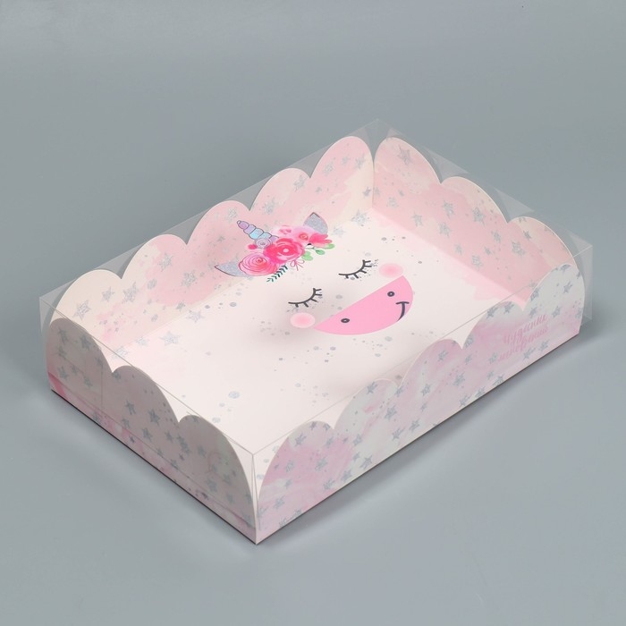 Коробка для печенья, кондитерская упаковка с PVC крышкой, &laquo;Чудесных мгновений&raquo;, 20 х 30 х 8 см