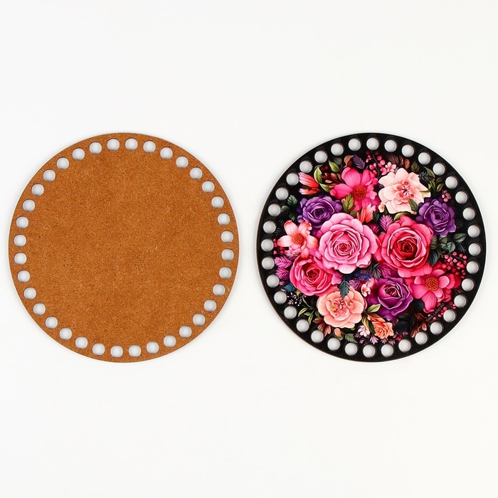 Донышки для вязания 2 в 1 &laquo;Букет цветов&raquo;, круг 15 см, хдф 3 мм