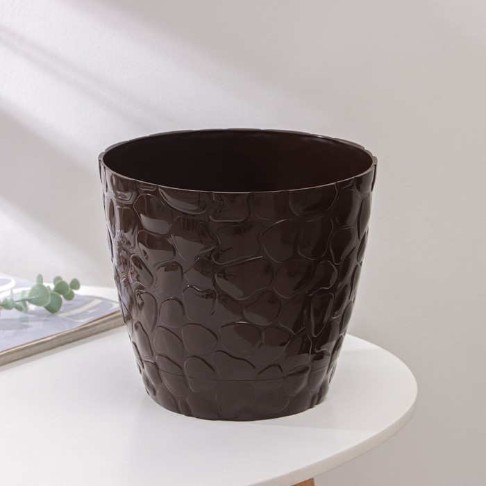Горшок с поддоном &laquo;Камешки&raquo;, 5 л, цвет шоколадный