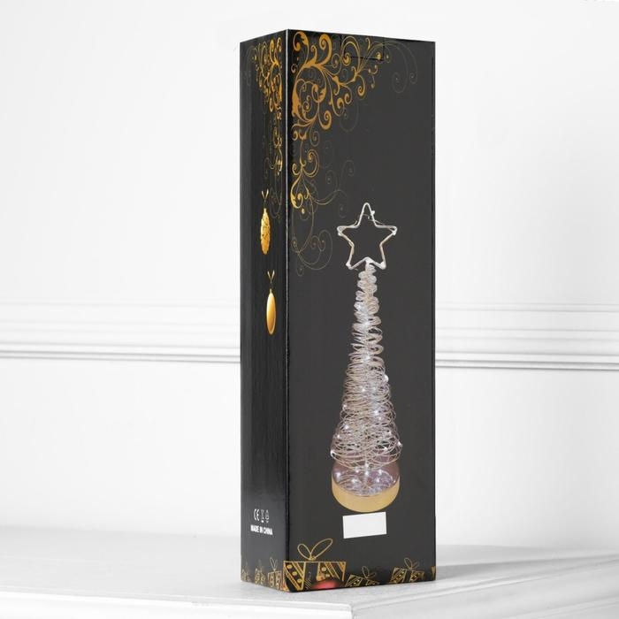 Светодиодная фигура &laquo;Ёлка плетёная&raquo; 10 &times; 38 &times; 10 см, металл, батарейки АААх3 (не в комплекте), свечение белое