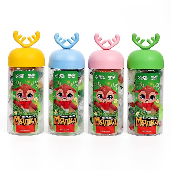 Новогодняя антистресс сквиш мялка &laquo;Новый год&raquo;, в банке, цвета МИКС