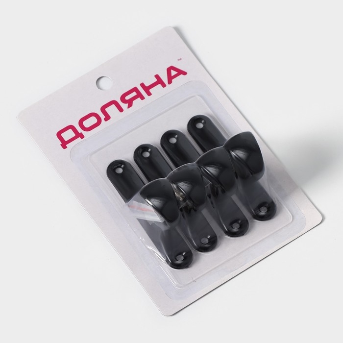 Крючки самоклеящиеся Доляна &laquo;Классик&raquo;, 4 шт, цвет чёрный