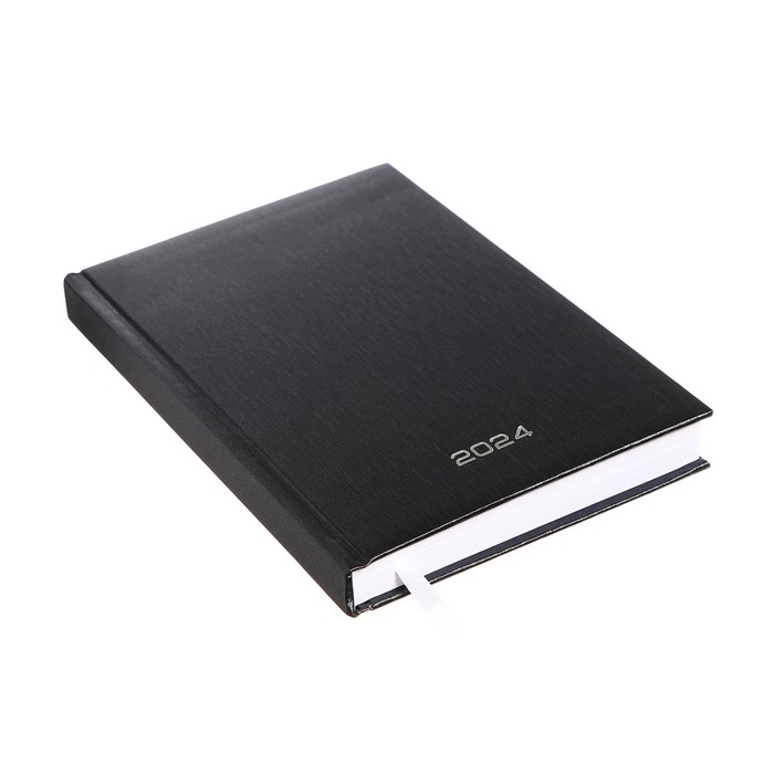 Ежедневник датированный 2024 года, А5, 176 листов, Attomex.Regent, обложка бумвинил, ляссе, блок 70 г/м2, чёрный