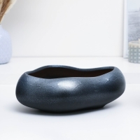 Горшок "Бонсай" для кактусов и суккулентов, большой черный с серебром, 2,3 л, 24х28 см