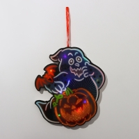 Декоративное светящиеся украшение (подвеска) "Привидение и тыква" 30,5х29,5 см