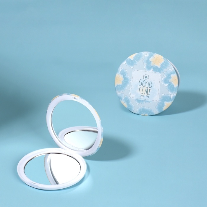 Зеркало складное &laquo;Нежность&raquo;, d = 7,5 см, цвет голубой