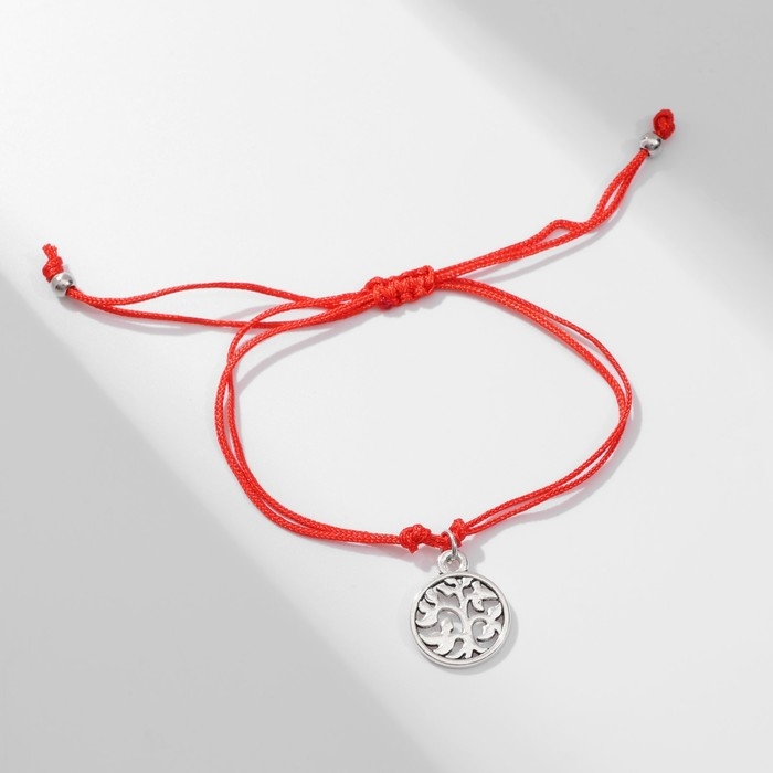 Браслет-оберег &laquo;Красная нить&raquo; денежное дерево, цвет чернёное серебро, 20 см