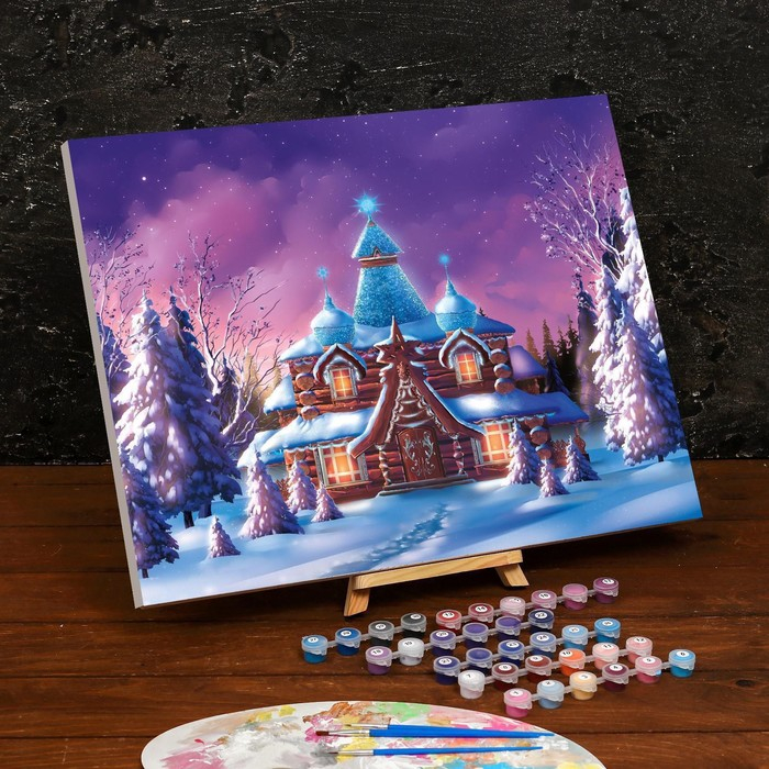 Картина по номерам на новый год на холсте с подрамником &laquo;Сказочный терем&raquo;, 40 &times; 50 см