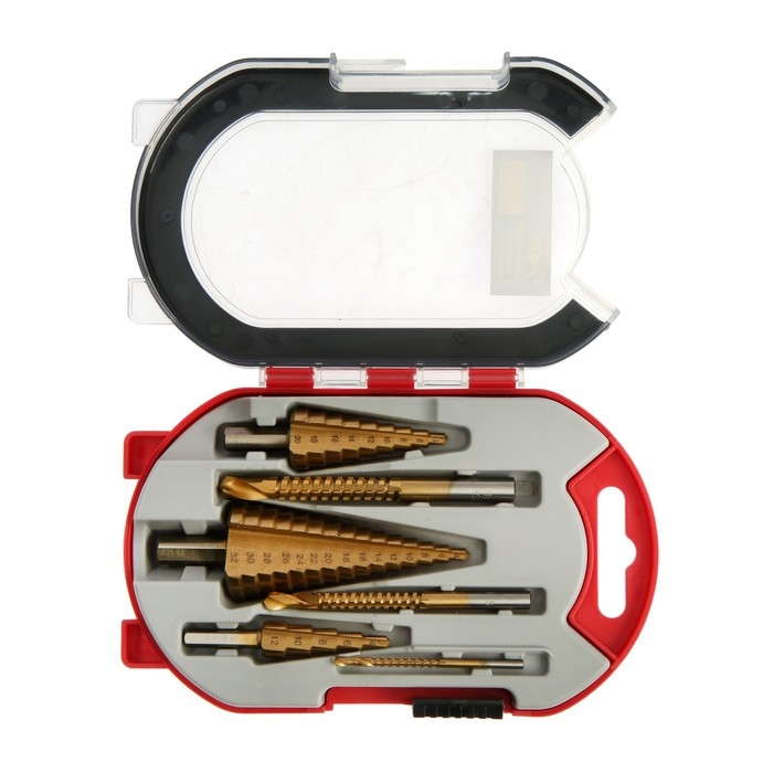 Набор сверл ступенчатых и фрезерных ТУНДРА, HSS, TIN, 4-12 мм, 4-20 мм, 4-32 мм, 3/6/8 мм