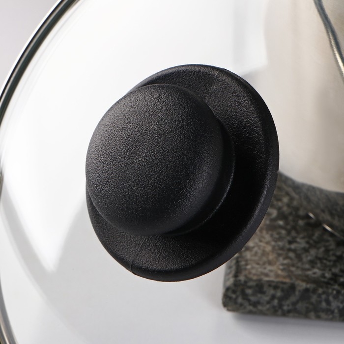 Крышка стеклянная для сковороды и кастрюли &laquo;Доляна&raquo;, d=20 см, нержавеющий обод, пластиковая ручка