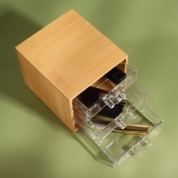 Органайзер для хранения &laquo;BAMBOO&raquo;, 3 ящика, 14&times;12&times;11.5 см, в коробке, коричневый