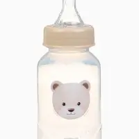 Новогодняя бутылочка для кормления &laquo;Bear&raquo; 150 мл, цилиндр, бежевый Mum&Baby