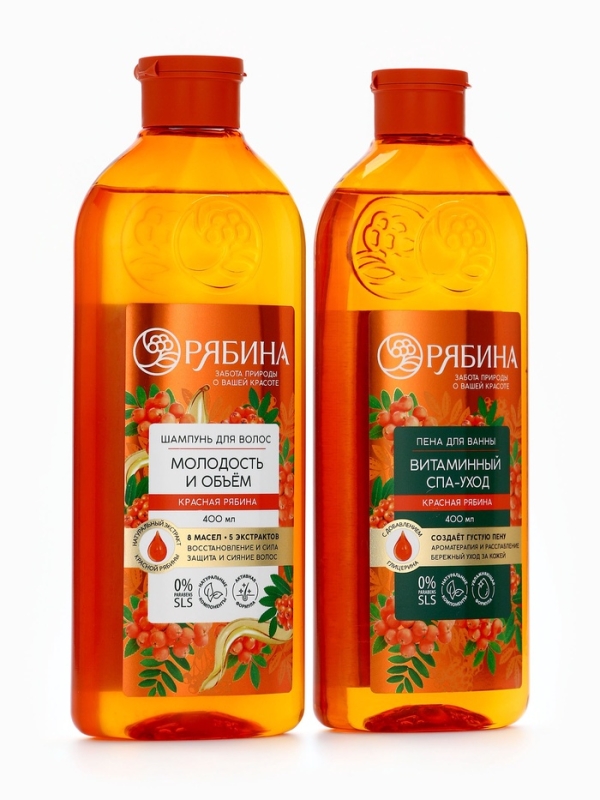 Шампунь для волос, молодость и объем, аромат рябины, 400 мл, Рябина