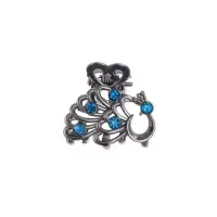 Крабик для волос &laquo;Синий туман&raquo;, павлин, 2.5 см, серебро