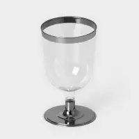 Бокал пластиковый одноразовый для вина &laquo;Кристалл&raquo;, 200 мл, с металлизированными каемками, цвет прозрачный, 6 шт/уп