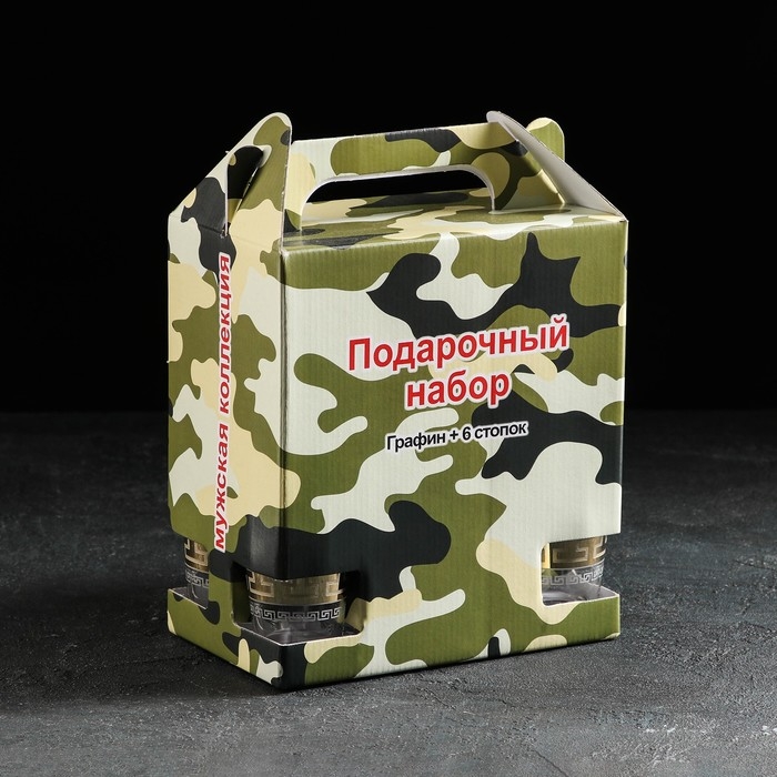 Набор питьевой &laquo;Нэро&raquo;, 7 предметов: графин-штоф 500 мл, стопка 50 мл, 6 шт, цвет напыления золотой