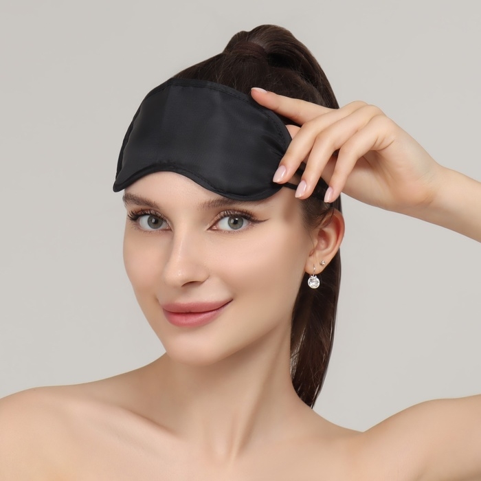 Маска для сна, двойная резинка, 18 &times; 8,5 см, цвет чёрный