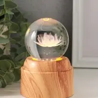 Сувенир стекло свет "Шар. Лотос" 6хLED шар d=6 см, крутится, USB 7х7х10 см