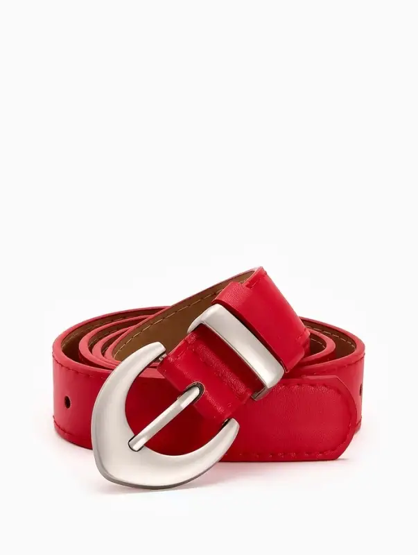 Ремень жен 05-01-02-01, Июнь2506, 3*0,3*110 см, без винта, пряж мат металл, 1 прокол, красн   109031