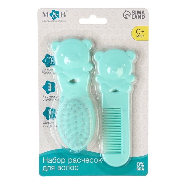 Набор расчесок &laquo;Мишка&raquo;, 2 шт., цвет зеленый