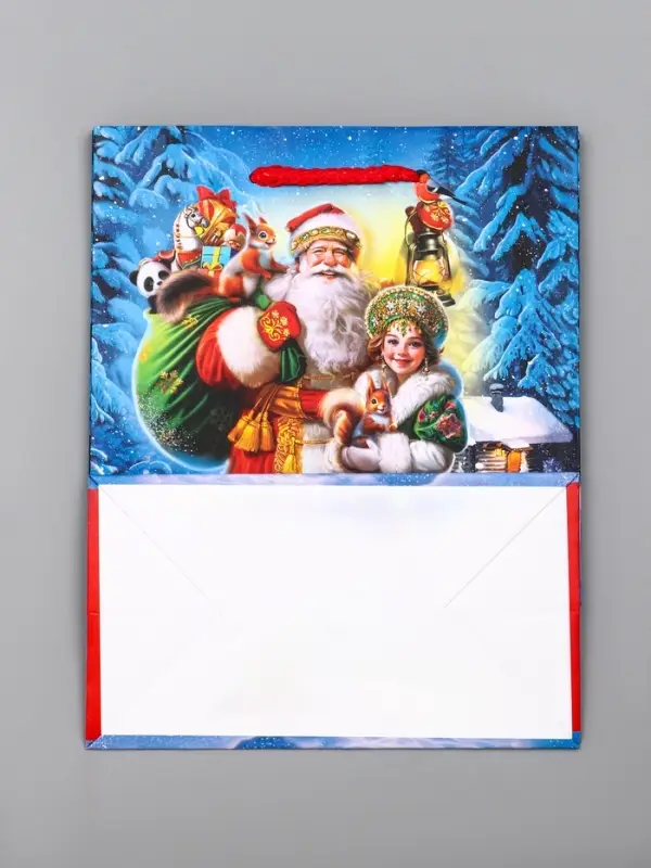 Пакет подарочный новогодний ламинированный, &laquo;Дед Мороз с подарками&raquo; , 18&times;10&times;22.3 см