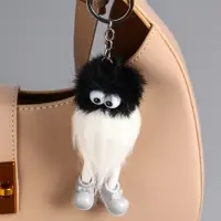 Пушистик на кольце "Лохматый чудик" чёрно-белый 17х4,5х4,5 см