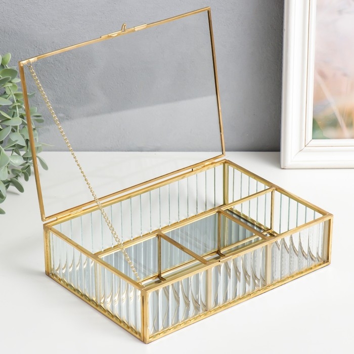 Шкатулка-органайзер  стекло для мелочей "Волны" 6х16,5х23 см