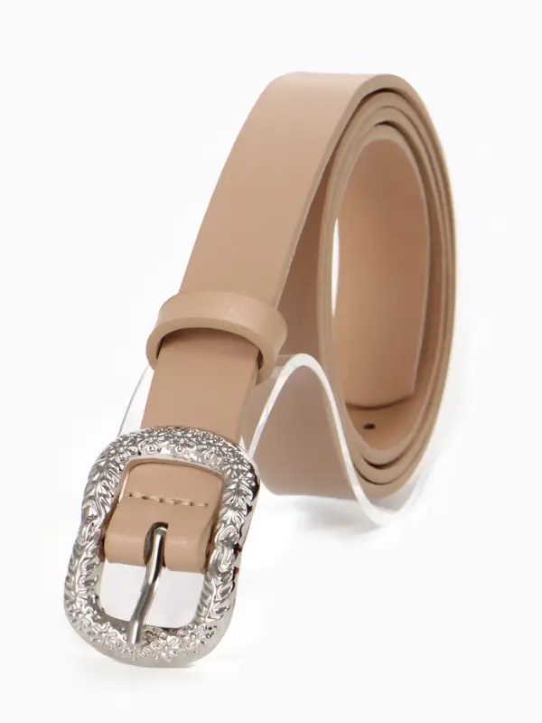 Ремень женский, металлическая пряжка, бежевый