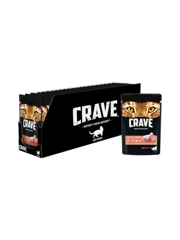 Влажный корм Crave для кошек, пауч курица в желе 70г