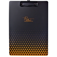 Планшет с прижимом формат А4 пластик1600мкр,Черная с металлизированной отделкой МИКС