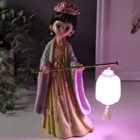 Сувенир полистоун свет "Девочка в кимоно с фонариком" розово-зеленый 3хAG3 7,8х12,5х20,5 см   109567