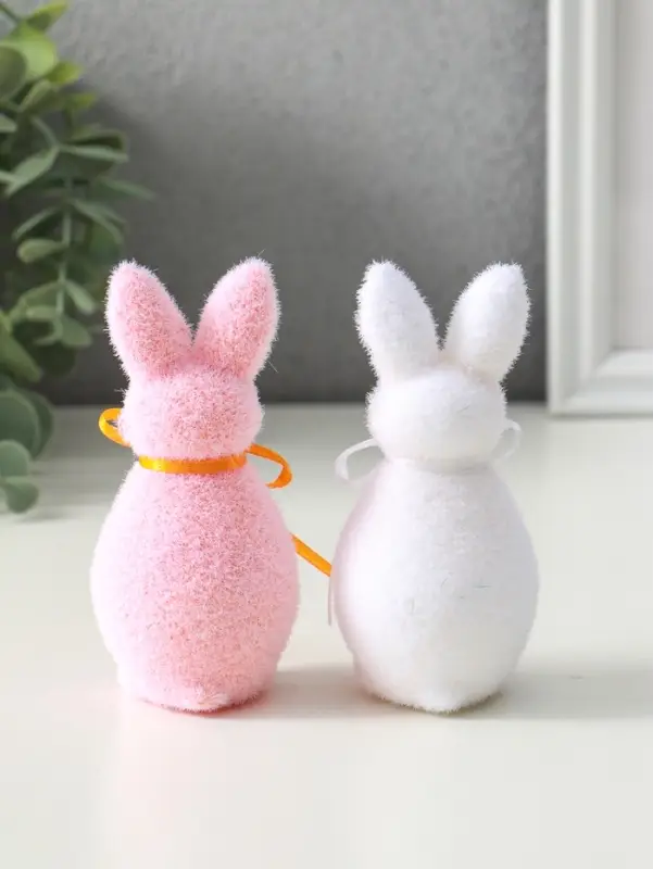 Декор пасхальный "Два кролика с бантиками" набор 2 шт 4х4,5х10,5 см