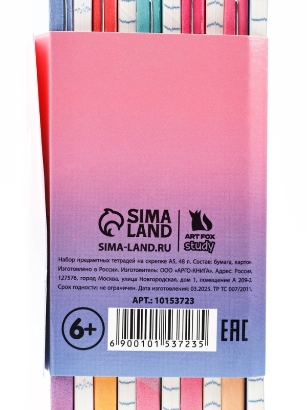 Набор тетрадей 48 листов, 10 предметов, внутренний блок №1 &laquo;Градиент&raquo; ТВИН лак, уф лак