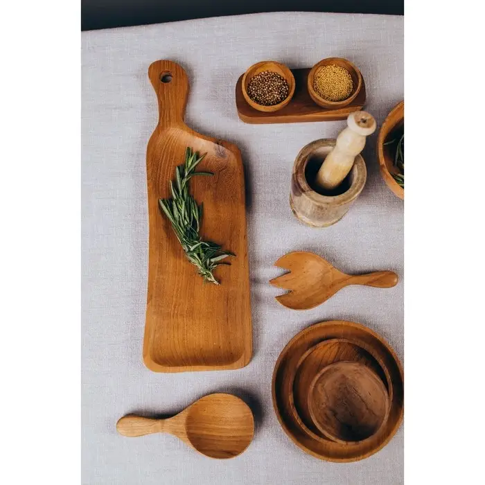 Блюдо 40х13х2 см, тиковое дерево