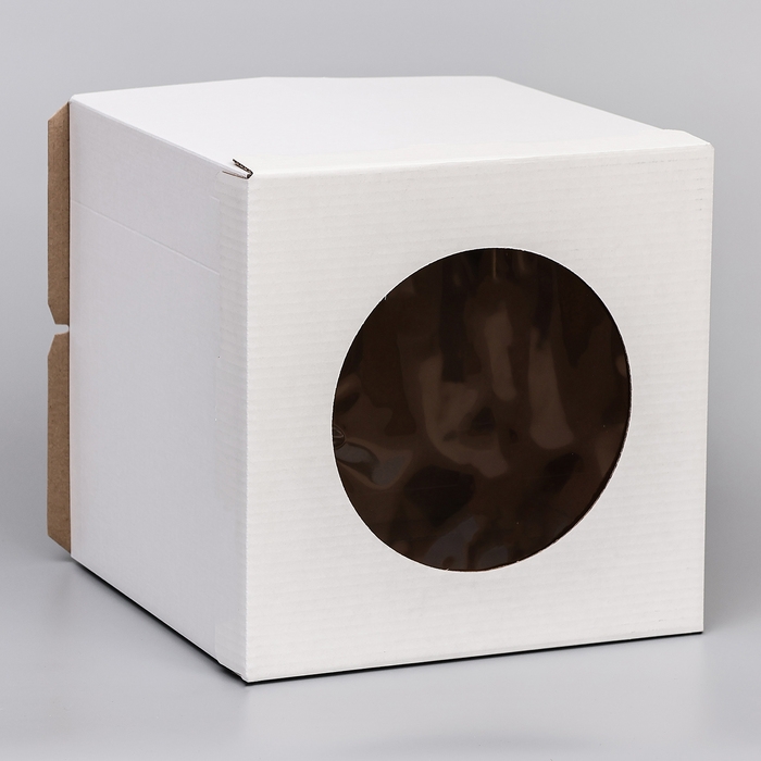Коробка под торт с окном, белая, 30 х 30 х 30 см